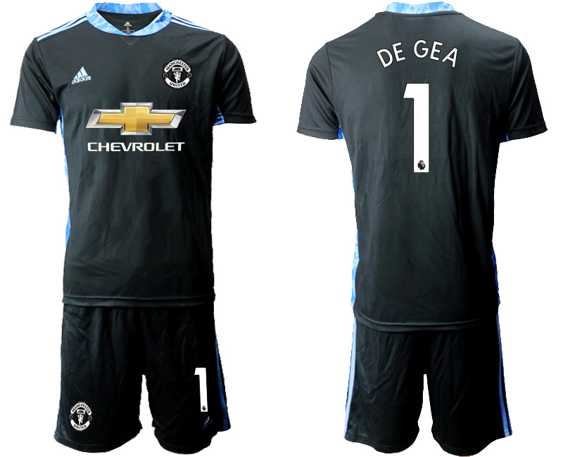 Men 2020-2021 club Manchester United black goalkeeper #1 Soccer Jerseys